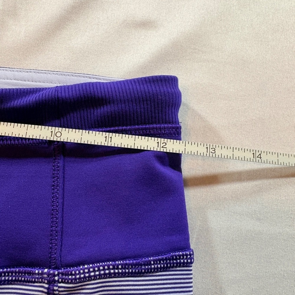 Lululemon Run Turbo Crop Womens 4 Purple Striped Luxtreme Athletic Leggings - Picture 4 of 7